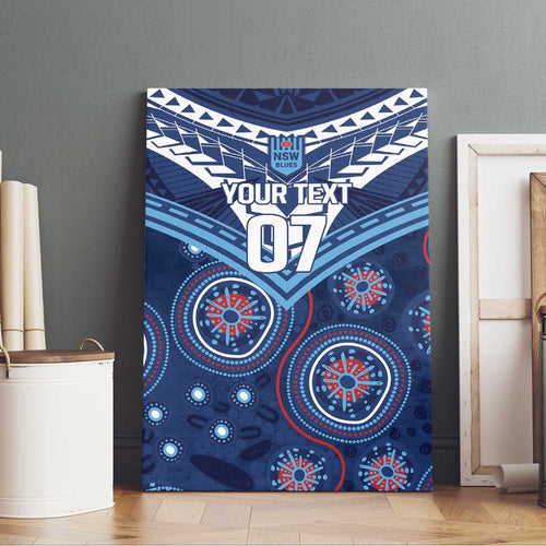 Personalized Australia NSW Blues Canvas Wall Art Indigenous Aboriginal Mix Polynesian Motifs