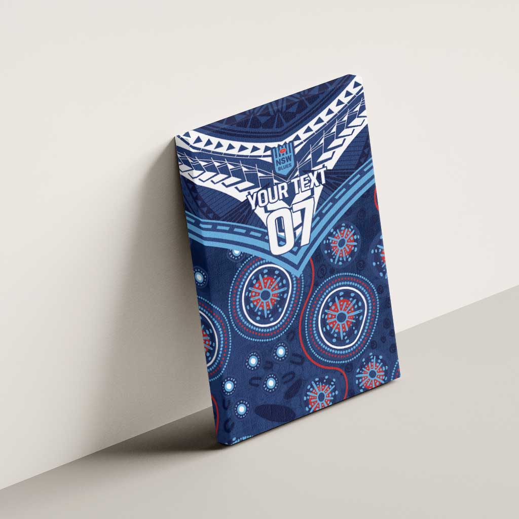 Personalized Australia NSW Blues Canvas Wall Art Indigenous Aboriginal Mix Polynesian Motifs