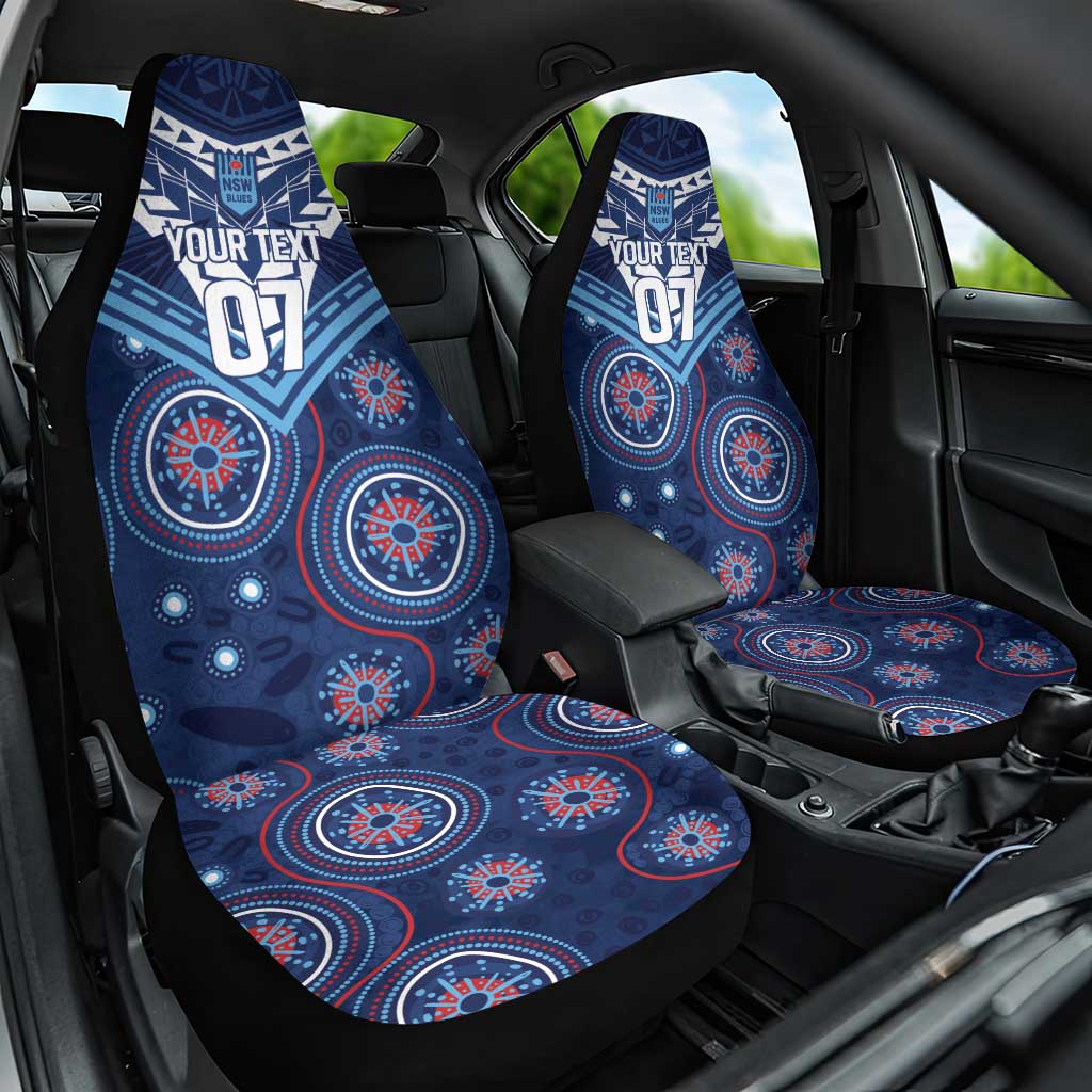 Personalized Australia NSW Blues Car Seat Cover Indigenous Aboriginal Mix Polynesian Motifs