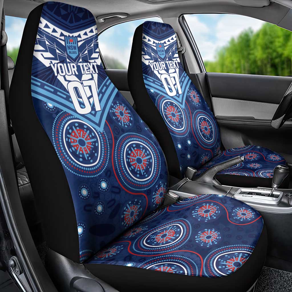 Personalized Australia NSW Blues Car Seat Cover Indigenous Aboriginal Mix Polynesian Motifs