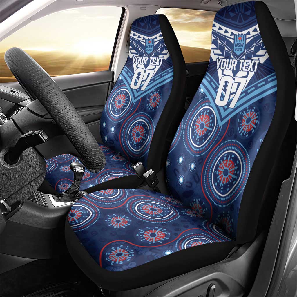 Personalized Australia NSW Blues Car Seat Cover Indigenous Aboriginal Mix Polynesian Motifs