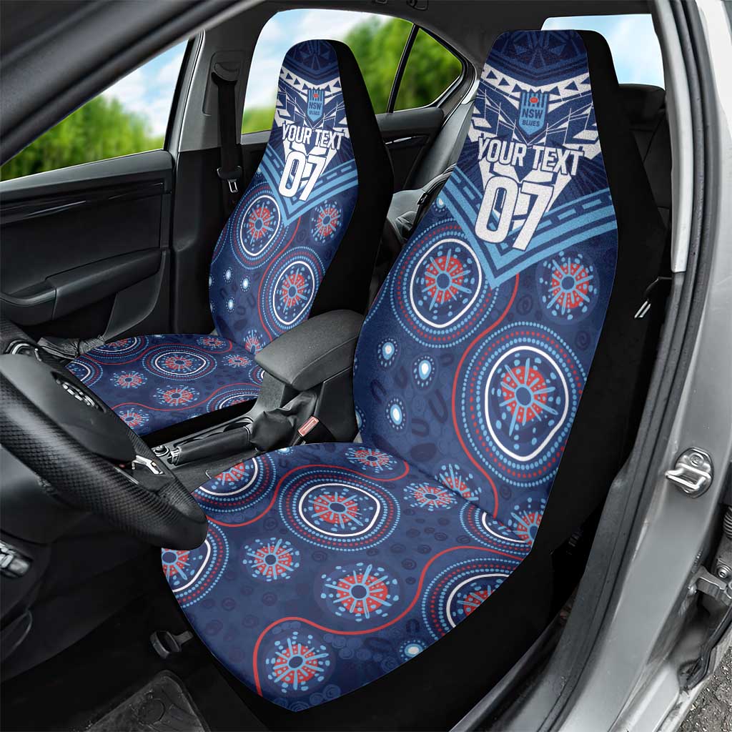 Personalized Australia NSW Blues Car Seat Cover Indigenous Aboriginal Mix Polynesian Motifs