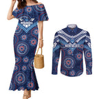Personalized Australia NSW Blues Couples Matching Mermaid Dress and Long Sleeve Button Shirt Indigenous Aboriginal Mix Polynesian Motifs