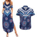 Personalized Australia NSW Blues Couples Matching Summer Maxi Dress and Hawaiian Shirt Indigenous Aboriginal Mix Polynesian Motifs