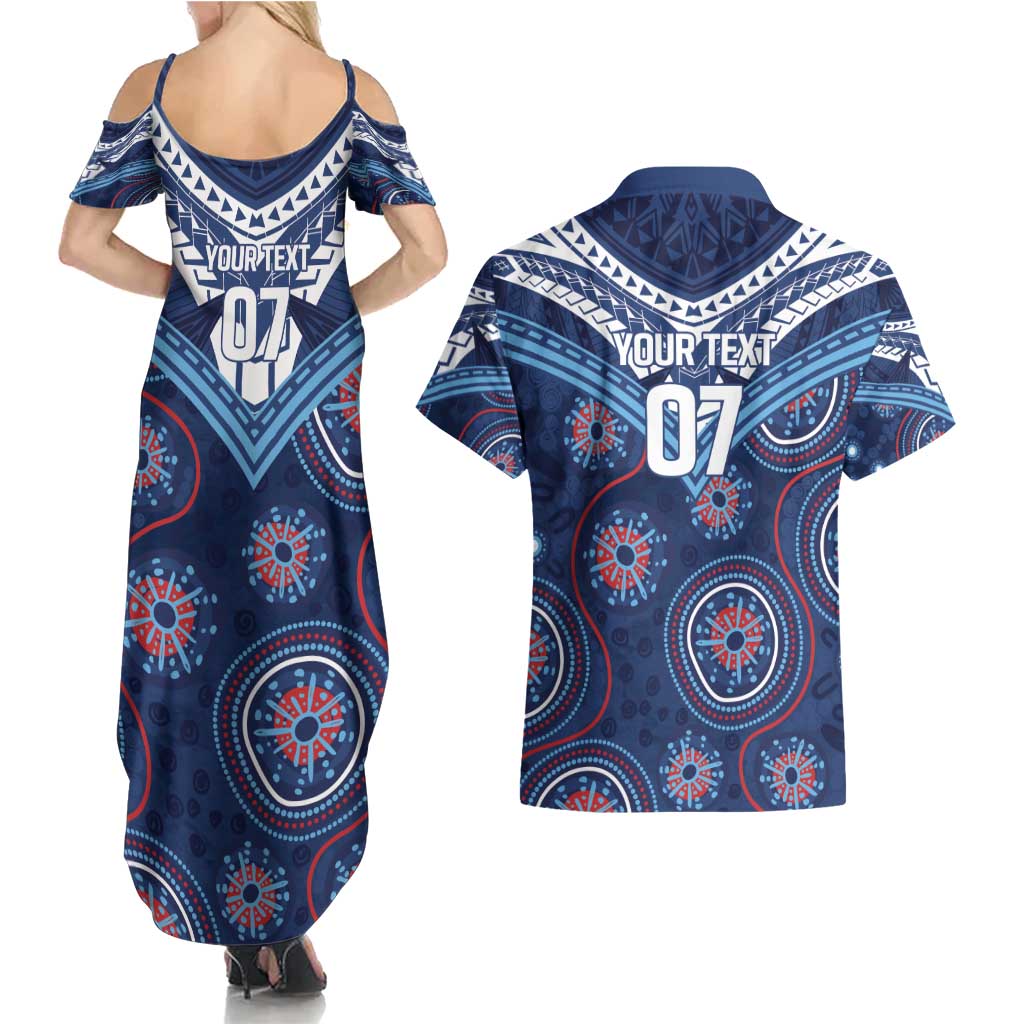 Personalized Australia NSW Blues Couples Matching Summer Maxi Dress and Hawaiian Shirt Indigenous Aboriginal Mix Polynesian Motifs