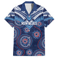 Personalized Australia NSW Blues Family Matching Long Sleeve Bodycon Dress and Hawaiian Shirt Indigenous Aboriginal Mix Polynesian Motifs