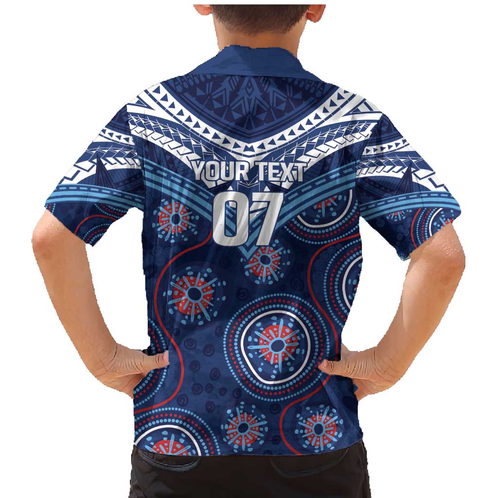 Personalized Australia NSW Blues Family Matching Mermaid Dress and Hawaiian Shirt Indigenous Aboriginal Mix Polynesian Motifs