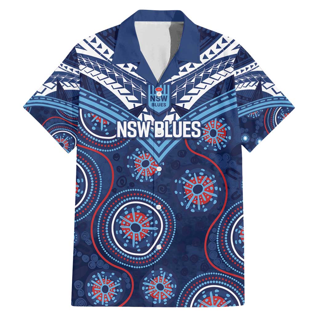 Personalized Australia NSW Blues Family Matching Mermaid Dress and Hawaiian Shirt Indigenous Aboriginal Mix Polynesian Motifs