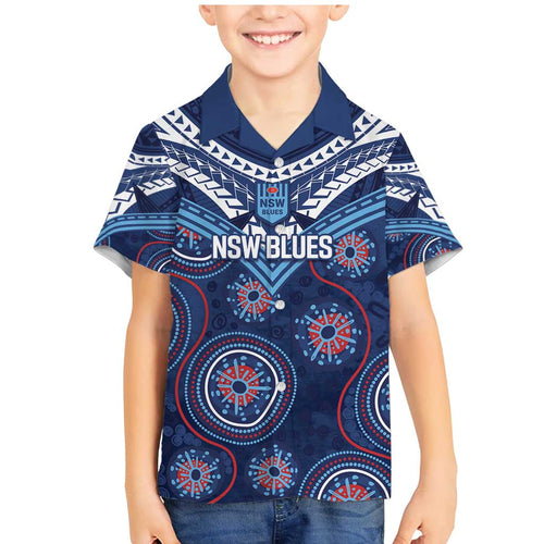Personalized Australia NSW Blues Family Matching Mermaid Dress and Hawaiian Shirt Indigenous Aboriginal Mix Polynesian Motifs