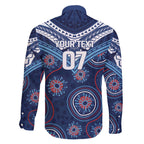 Personalized Australia NSW Blues Family Matching Off The Shoulder Long Sleeve Dress and Hawaiian Shirt Indigenous Aboriginal Mix Polynesian Motifs