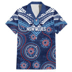 Personalized Australia NSW Blues Family Matching Puletasi and Hawaiian Shirt Indigenous Aboriginal Mix Polynesian Motifs