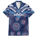 Personalized Australia NSW Blues Family Matching Short Sleeve Bodycon Dress and Hawaiian Shirt Indigenous Aboriginal Mix Polynesian Motifs