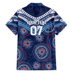 Personalized Australia NSW Blues Family Matching Short Sleeve Bodycon Dress and Hawaiian Shirt Indigenous Aboriginal Mix Polynesian Motifs