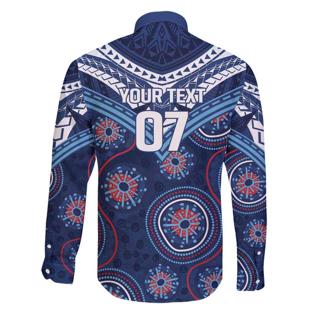 Personalized Australia NSW Blues Family Matching Short Sleeve Bodycon Dress and Hawaiian Shirt Indigenous Aboriginal Mix Polynesian Motifs