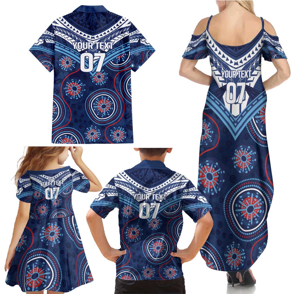 Personalized Australia NSW Blues Family Matching Summer Maxi Dress and Hawaiian Shirt Indigenous Aboriginal Mix Polynesian Motifs