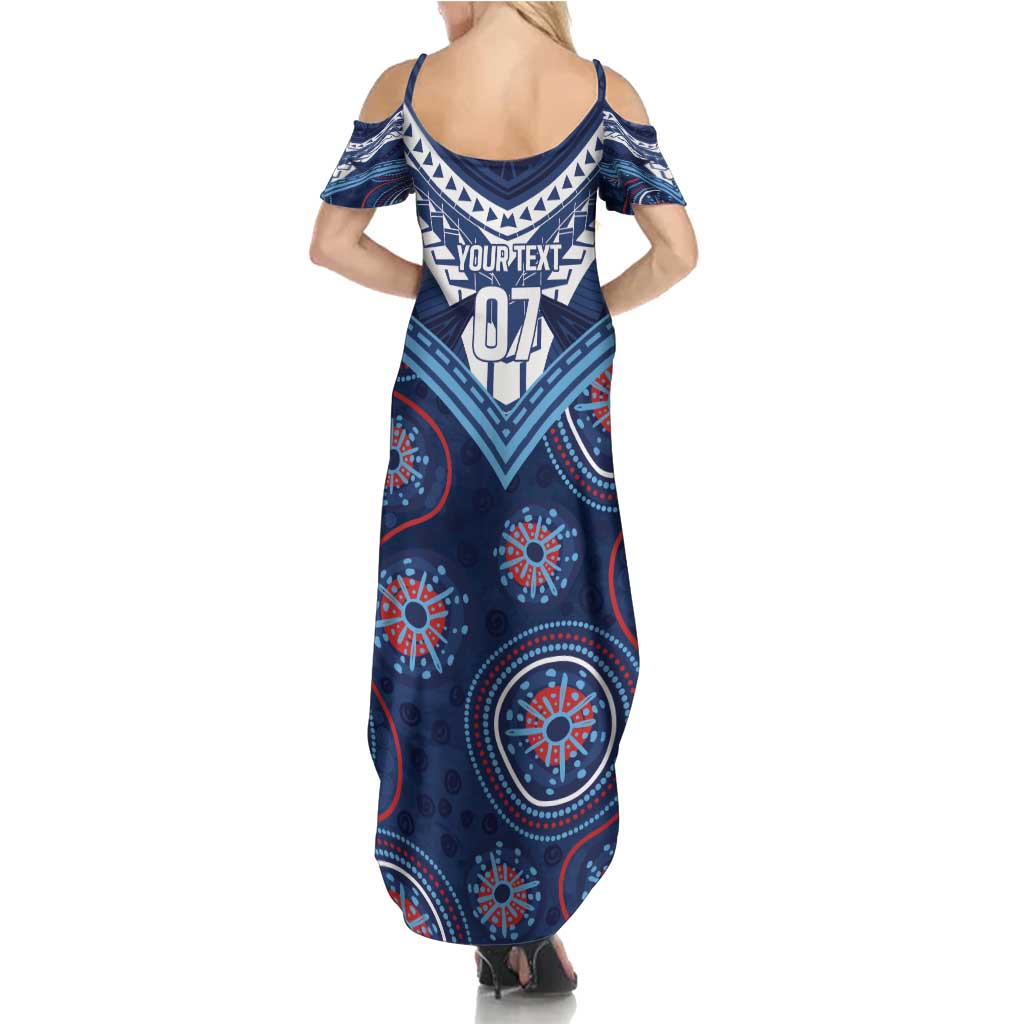 Personalized Australia NSW Blues Family Matching Summer Maxi Dress and Hawaiian Shirt Indigenous Aboriginal Mix Polynesian Motifs