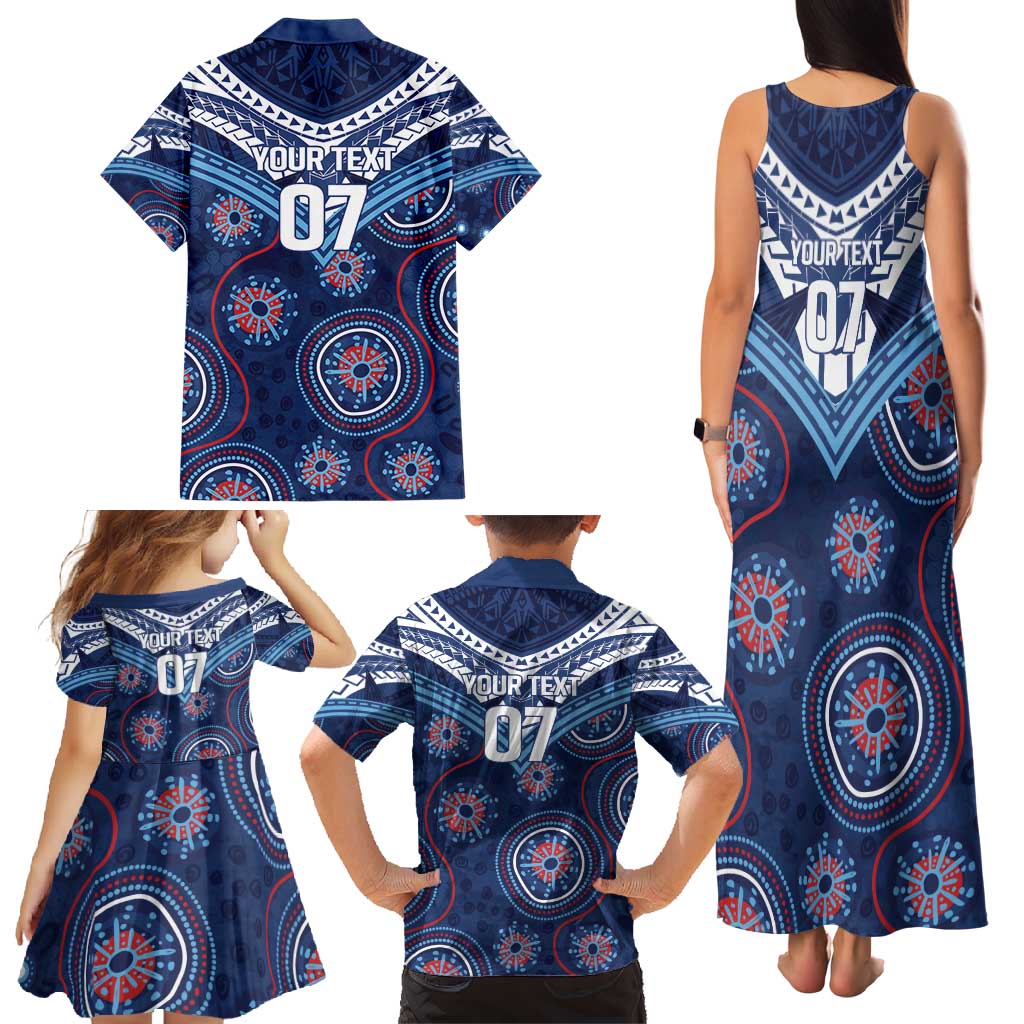 Personalized Australia NSW Blues Family Matching Tank Maxi Dress and Hawaiian Shirt Indigenous Aboriginal Mix Polynesian Motifs