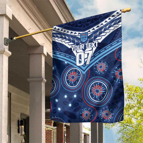 Personalized Australia NSW Blues Garden Flag Indigenous Aboriginal Mix Polynesian Motifs