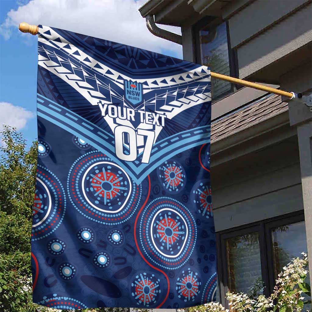 Personalized Australia NSW Blues Garden Flag Indigenous Aboriginal Mix Polynesian Motifs