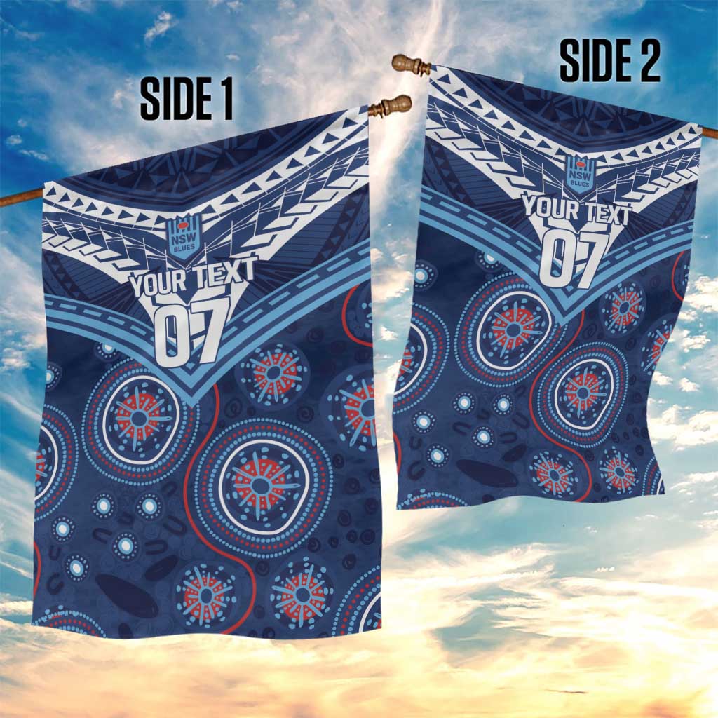 Personalized Australia NSW Blues Garden Flag Indigenous Aboriginal Mix Polynesian Motifs
