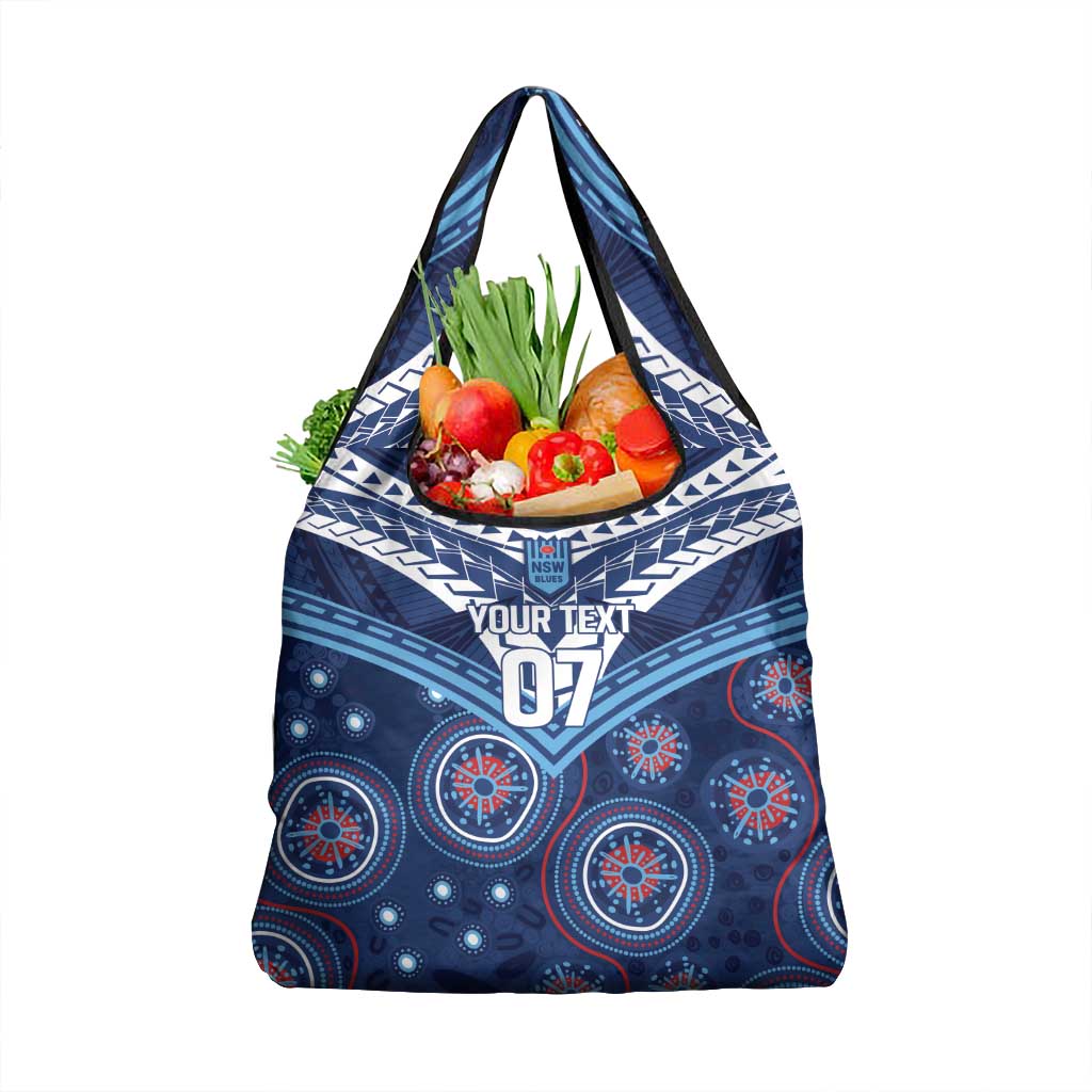 Personalized Australia NSW Blues Grocery Bag Indigenous Aboriginal Mix Polynesian Motifs