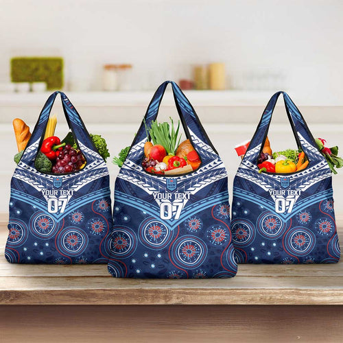 Personalized Australia NSW Blues Grocery Bag Indigenous Aboriginal Mix Polynesian Motifs