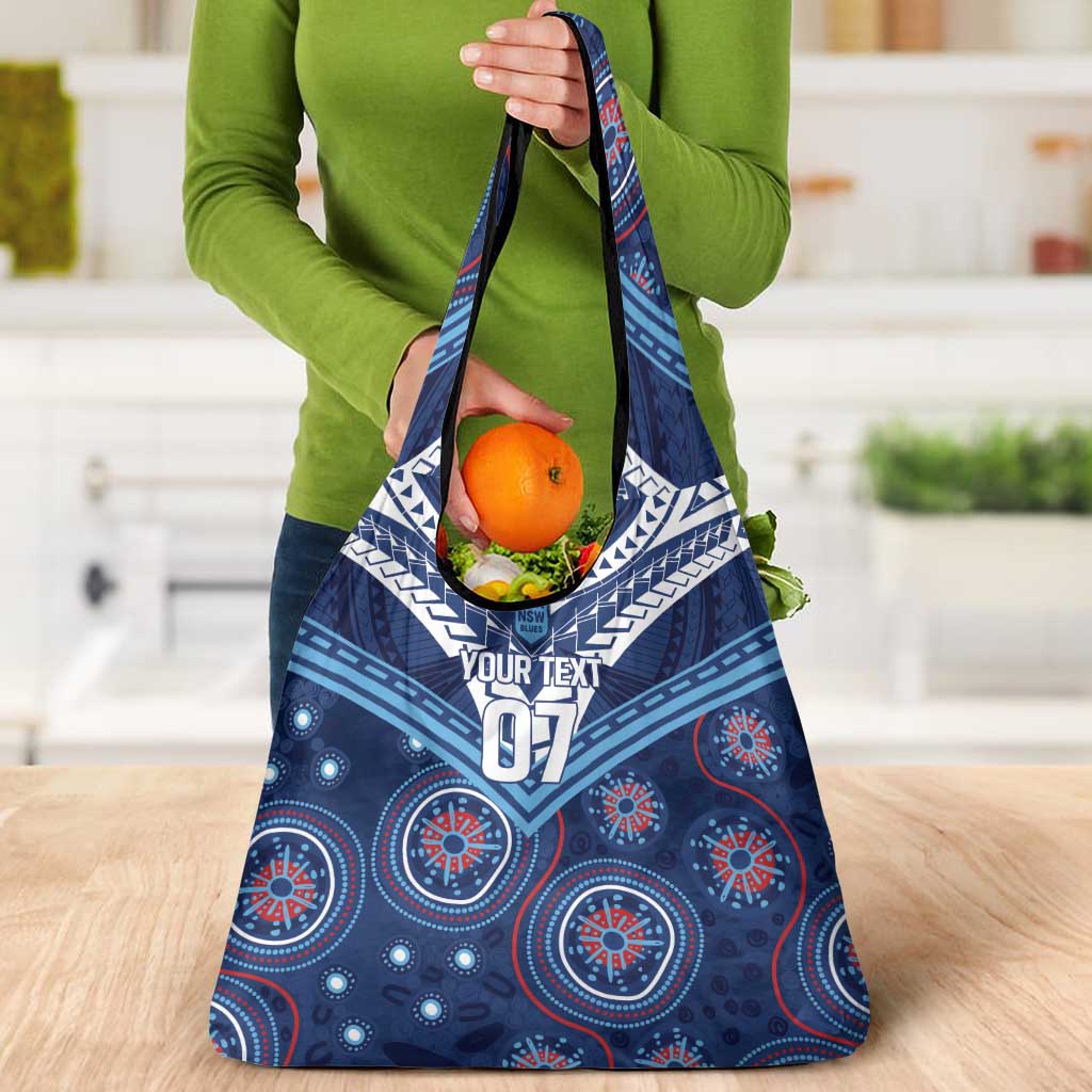 Personalized Australia NSW Blues Grocery Bag Indigenous Aboriginal Mix Polynesian Motifs