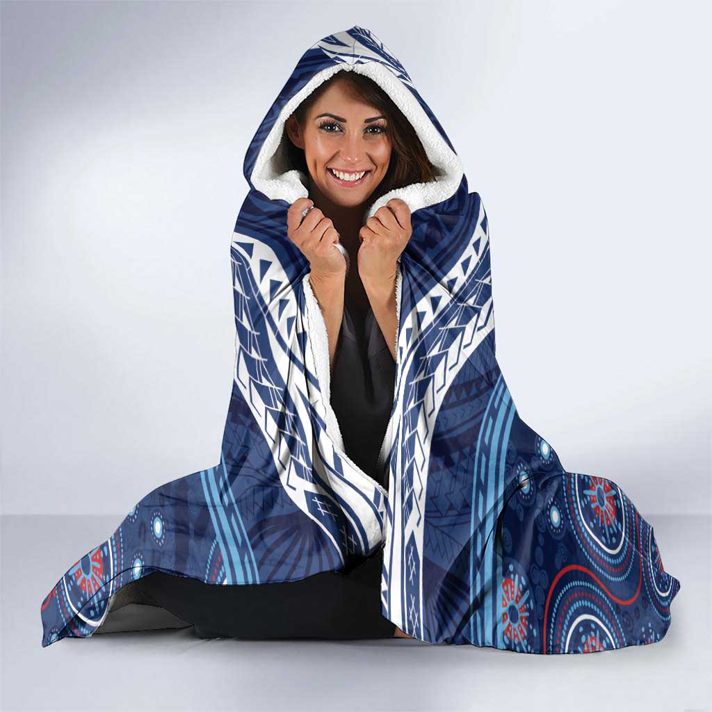 Personalized Australia NSW Blues Hooded Blanket Indigenous Aboriginal Mix Polynesian Motifs