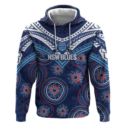 Personalized Australia NSW Blues Hoodie Indigenous Aboriginal Mix Polynesian Motifs