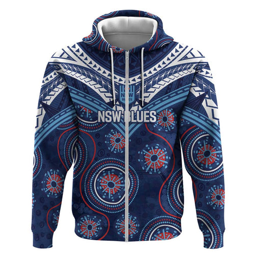 Personalized Australia NSW Blues Hoodie Indigenous Aboriginal Mix Polynesian Motifs
