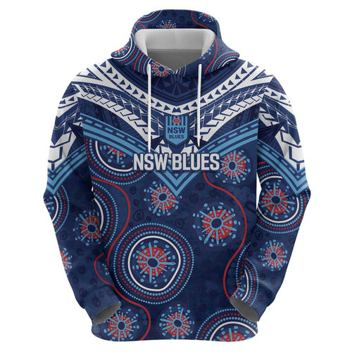 Personalized Australia NSW Blues Hoodie Indigenous Aboriginal Mix Polynesian Motifs
