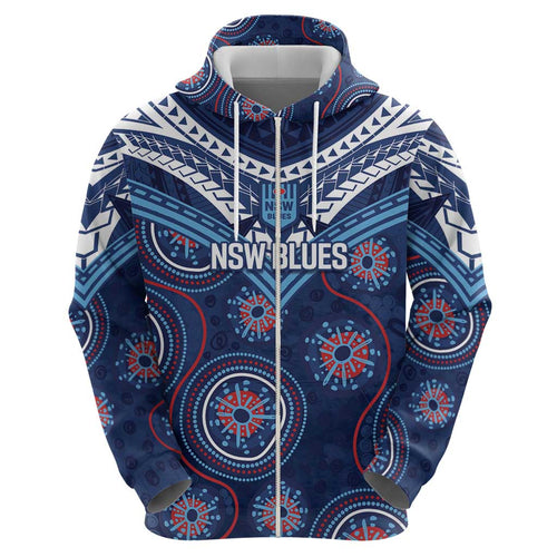 Personalized Australia NSW Blues Hoodie Indigenous Aboriginal Mix Polynesian Motifs