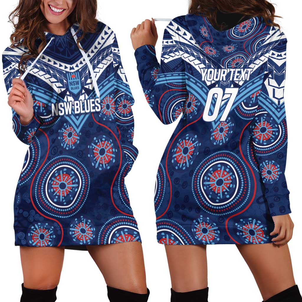 Personalized Australia NSW Blues Hoodie Dress Indigenous Aboriginal Mix Polynesian Motifs