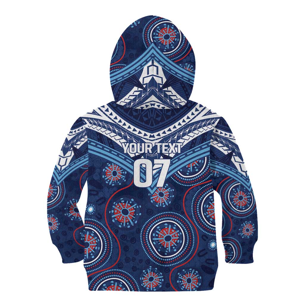 Personalized Australia NSW Blues Kid Hoodie Indigenous Aboriginal Mix Polynesian Motifs
