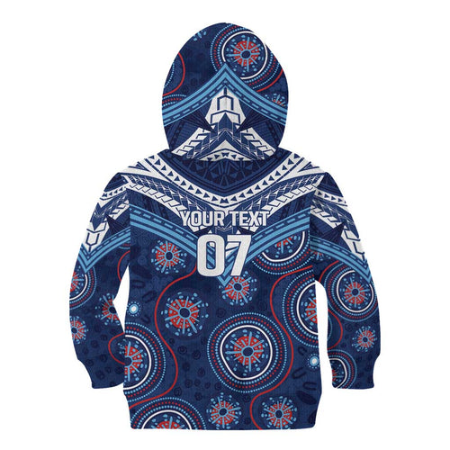 Personalized Australia NSW Blues Kid Hoodie Indigenous Aboriginal Mix Polynesian Motifs