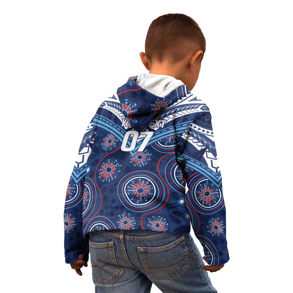 Personalized Australia NSW Blues Kid Hoodie Indigenous Aboriginal Mix Polynesian Motifs