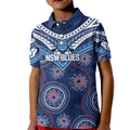 Personalized Australia NSW Blues Kid Polo Shirt Indigenous Aboriginal Mix Polynesian Motifs