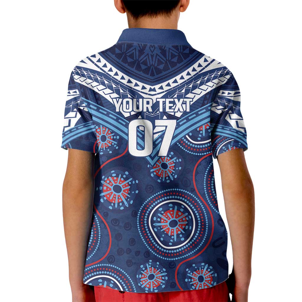 Personalized Australia NSW Blues Kid Polo Shirt Indigenous Aboriginal Mix Polynesian Motifs