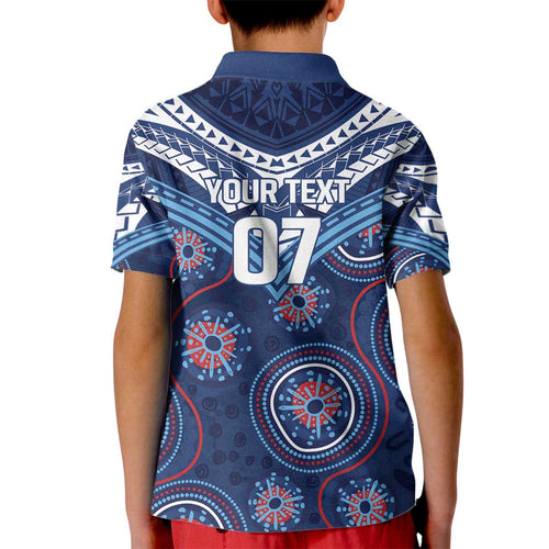 Personalized Australia NSW Blues Kid Polo Shirt Indigenous Aboriginal Mix Polynesian Motifs