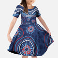 Personalized Australia NSW Blues Kid Short Sleeve Dress Indigenous Aboriginal Mix Polynesian Motifs