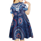 Personalized Australia NSW Blues Kid Short Sleeve Dress Indigenous Aboriginal Mix Polynesian Motifs