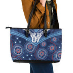 Personalized Australia NSW Blues Leather Tote Bag Indigenous Aboriginal Mix Polynesian Motifs