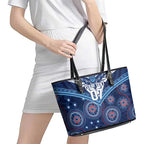 Personalized Australia NSW Blues Leather Tote Bag Indigenous Aboriginal Mix Polynesian Motifs