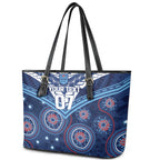 Personalized Australia NSW Blues Leather Tote Bag Indigenous Aboriginal Mix Polynesian Motifs
