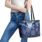 Personalized Australia NSW Blues Leather Tote Bag Indigenous Aboriginal Mix Polynesian Motifs
