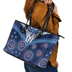 Personalized Australia NSW Blues Leather Tote Bag Indigenous Aboriginal Mix Polynesian Motifs