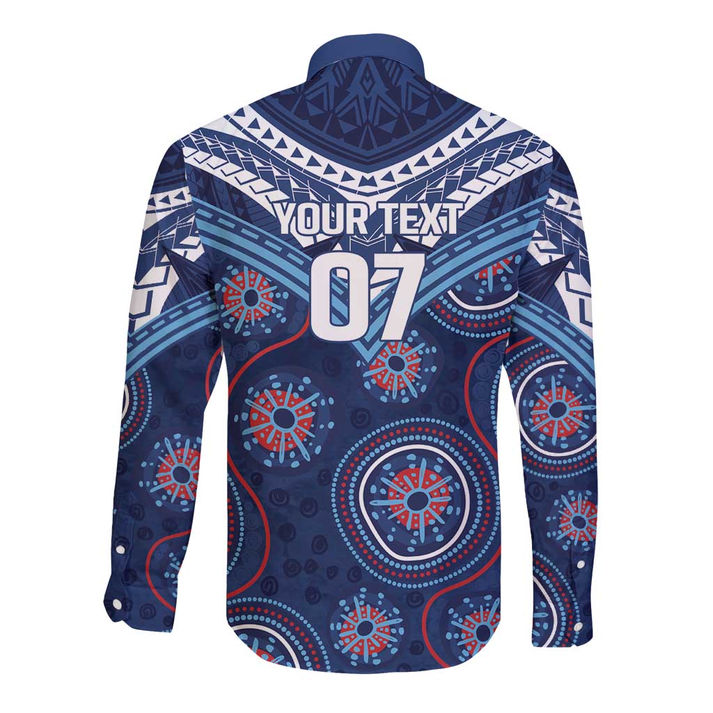 Personalized Australia NSW Blues Long Sleeve Button Shirt Indigenous Aboriginal Mix Polynesian Motifs