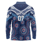 Personalized Australia NSW Blues Long Sleeve Polo Shirt Indigenous Aboriginal Mix Polynesian Motifs