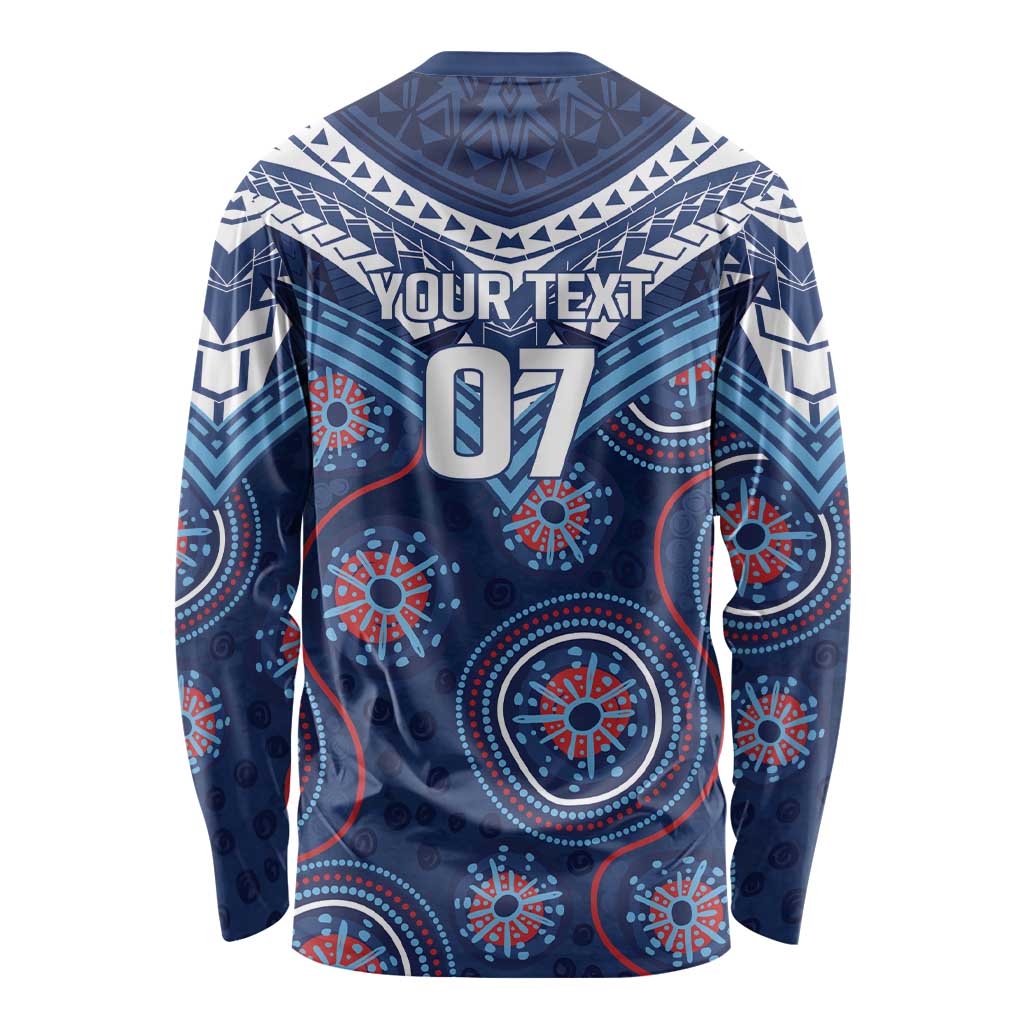 Personalized Australia NSW Blues Long Sleeve Shirt Indigenous Aboriginal Mix Polynesian Motifs