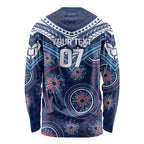 Personalized Australia NSW Blues Long Sleeve Shirt Indigenous Aboriginal Mix Polynesian Motifs